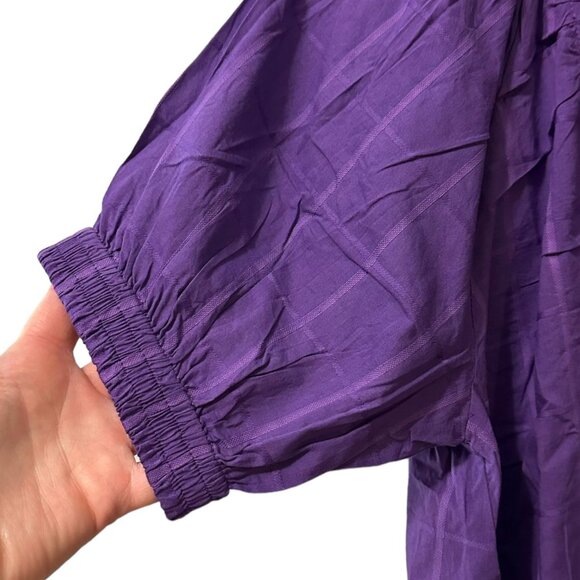 Never A Wallflower Marakesh Blouse Short Puff Sleeves Crop Top Size XS Purple - Picture 4 of 8